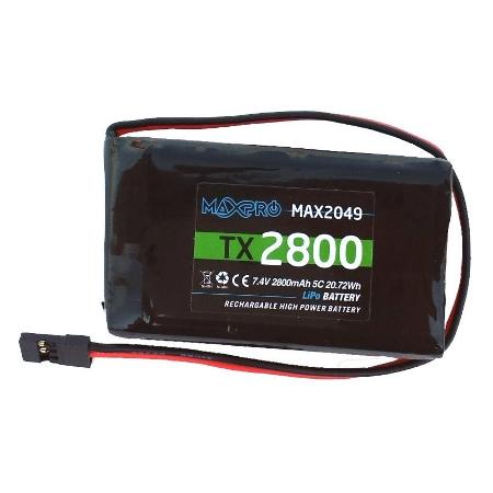 MaxPro Batteria TX LiPo 7,4V 2800 mAh per Futaba